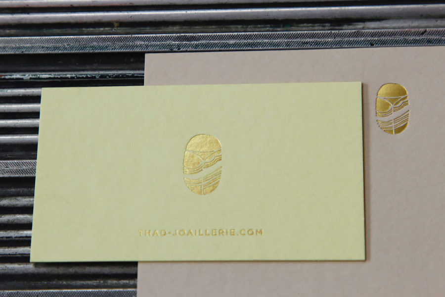 carte de visite imprimerie Intaglio Dorure Or Joaillerie Thad carte couleur pistachio
